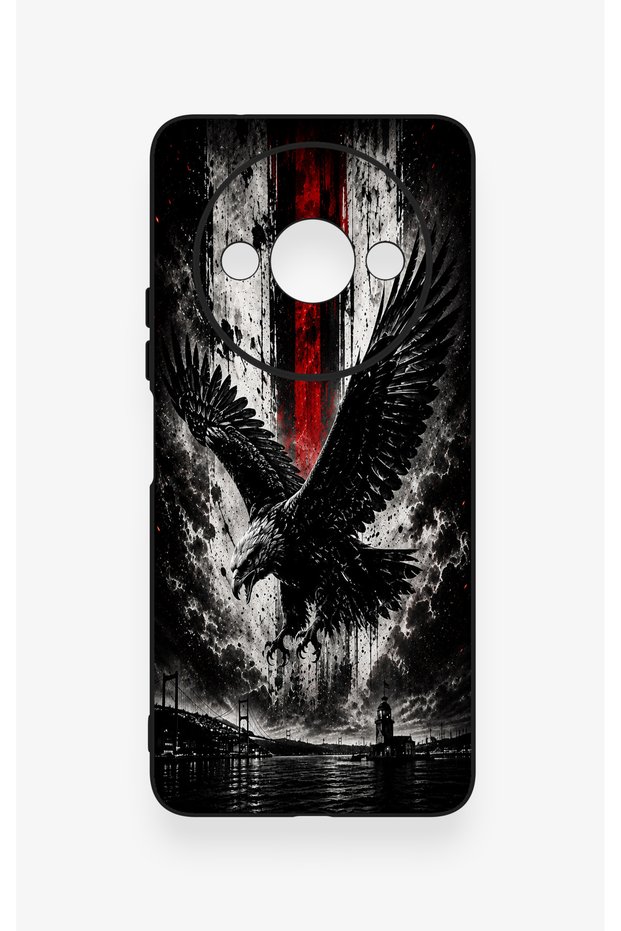 Redmi A3 Compatible Black Eagle Patterned Silicone Case
