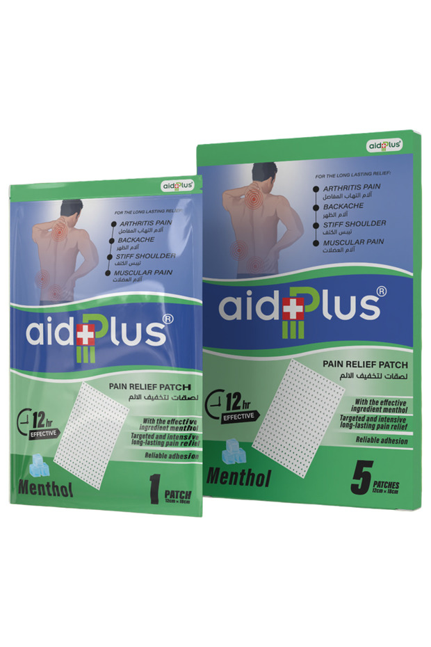 Aid Plus Pain Relief Cold Patch 12×18cm, Large Cooling Patch for Back Pain, Shoulder & Knee Discomfort, Instant Cooling Sensation, Muscle Comfort Patch, 5 Pieces