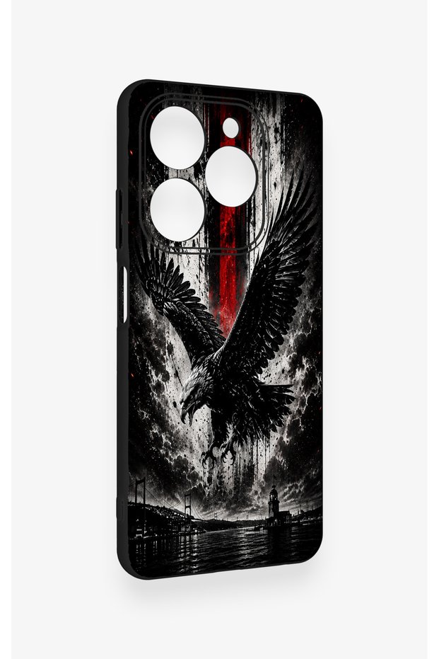 Tecno Spark 20C Compatible Black Eagle Patterned Silicone Case