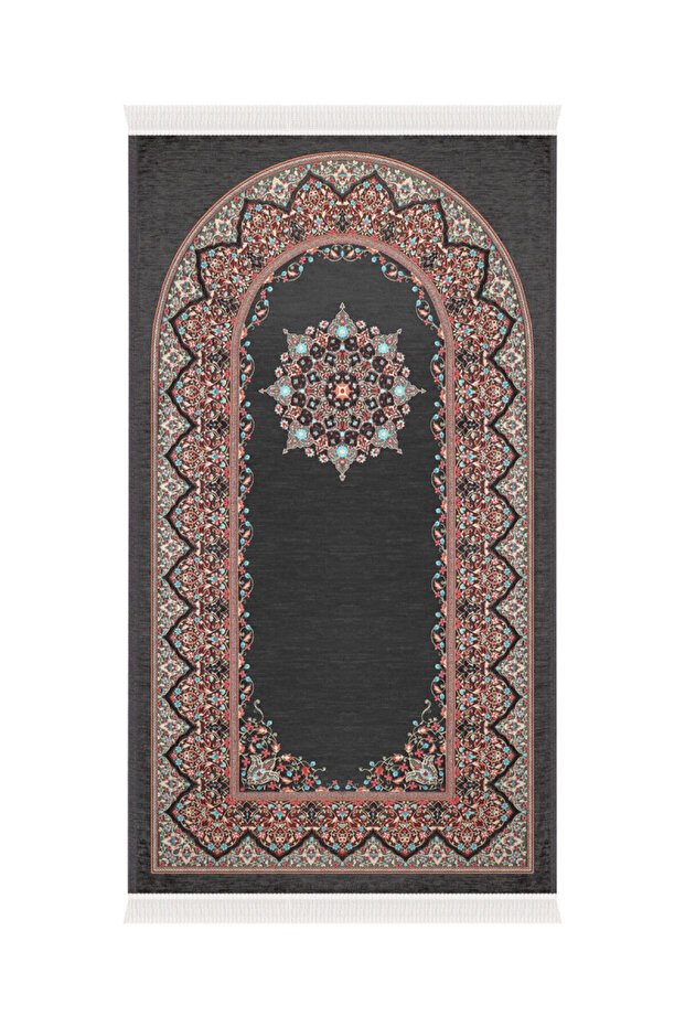 Smoked Sunflower Pattern Embossed Special Woven Prayer Rug