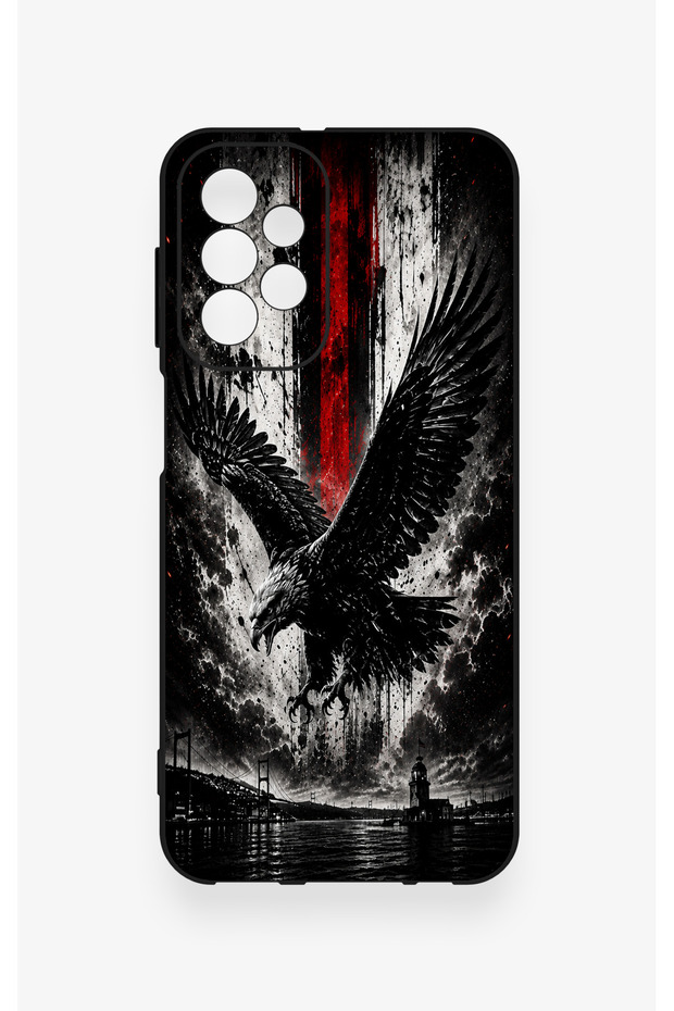Samsung A23 Compatible Black Eagle Patterned Silicone Case