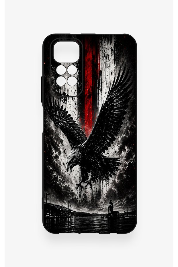 Redmi Note 11S Compatible Black Eagle Patterned Silicone Case