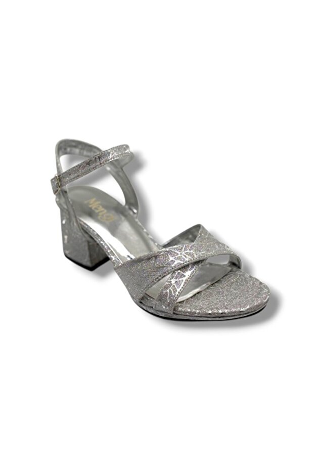 689-26 Glittery Mirrored Satin Cross Strap Women's Sandals