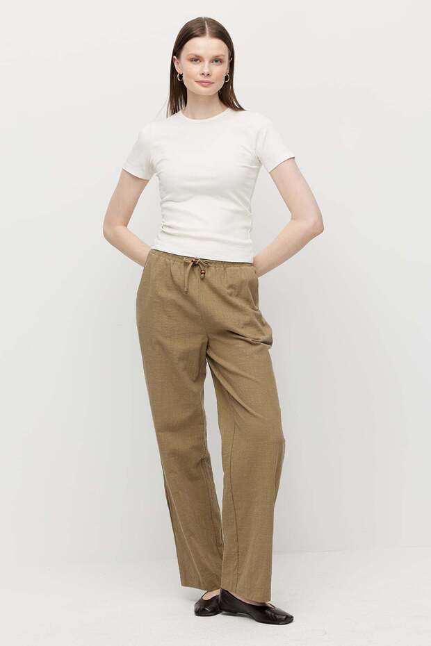 Women's Elastic Waist Linen Trousers