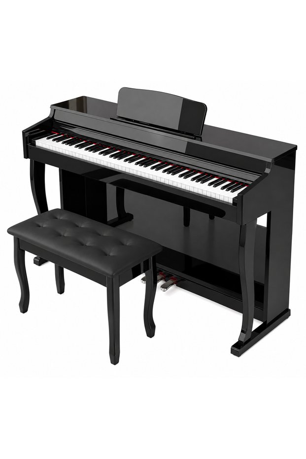 Digital Piano With Heavy Hammer Electric Piano 88 keys For Graded Exams For Beginners Student Digital Piano Color: Glossy Black