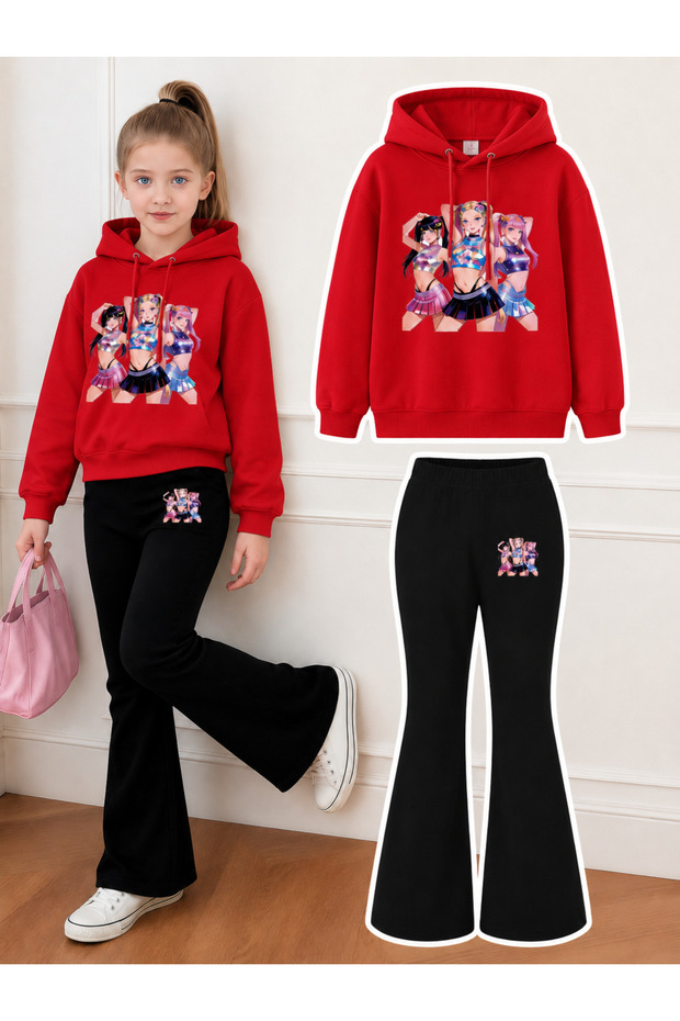 Girl's Hooded Sweatshirt and Spanish-Cut Leggings Set