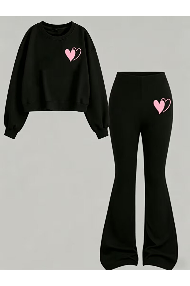 Girl's Crew Neck Sweatshirt and Spanish-Cut Leggings Set