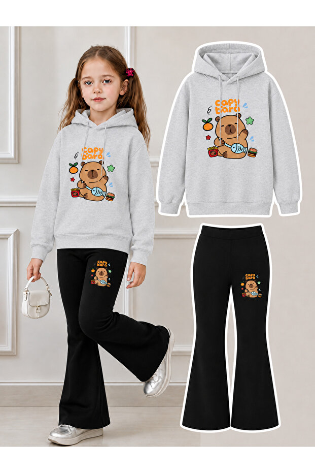 Girl's Hooded Sweatshirt and Spanish-Cut Leggings Set