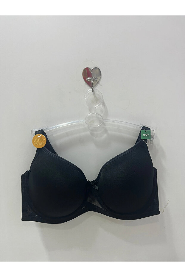 Breathable Fabric Underwire and Non-Support C Cup Gathering Bra-Black