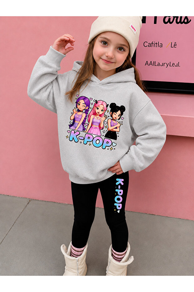 Girl's Crew Neck Sweatshirt and Leggings Set