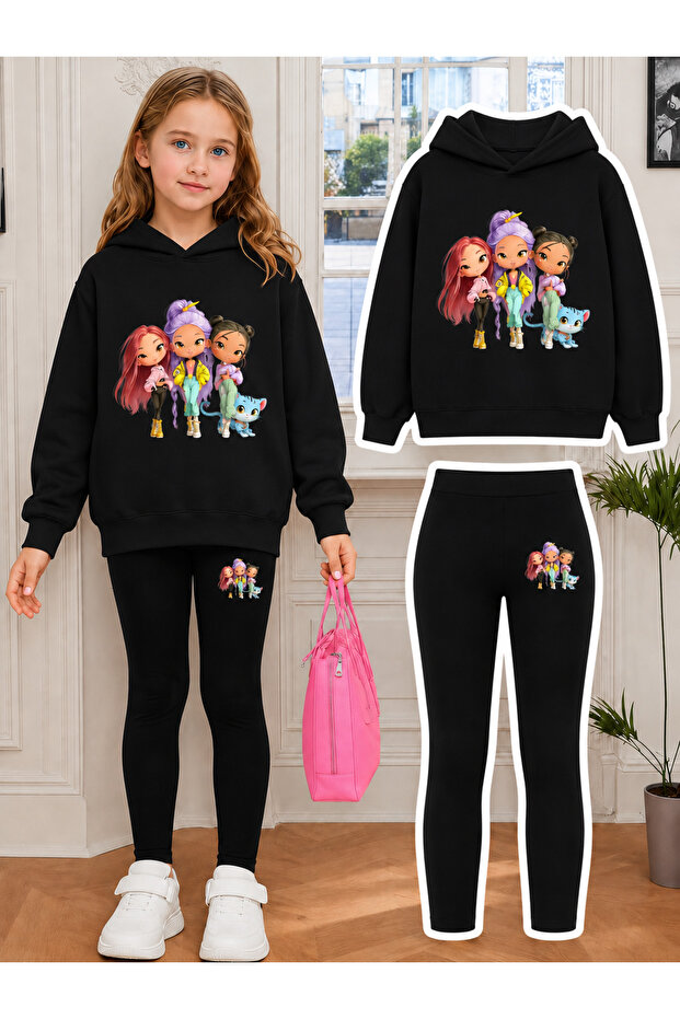 Girl's Crew Neck Sweatshirt and Leggings Set