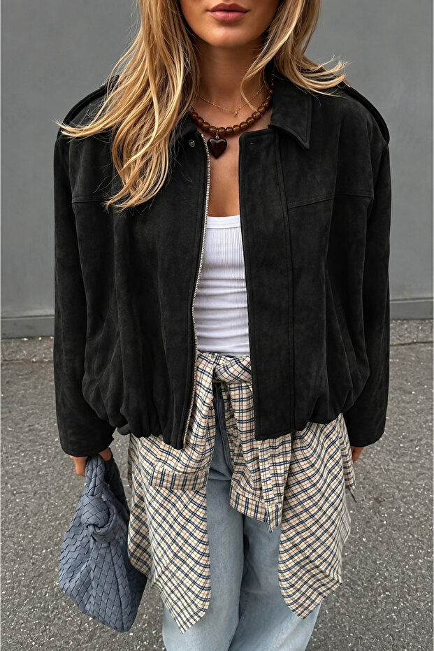 New Season Women's Viral Zra Suede Bomber Jacket