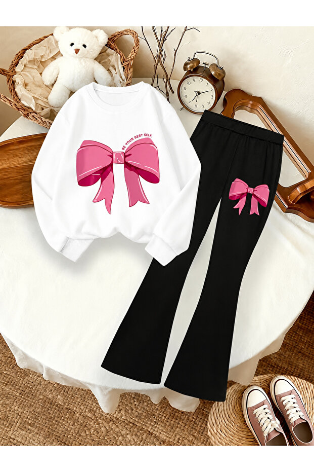 Girl's Crew Neck Sweatshirt and Spanish-Cut Leggings Set