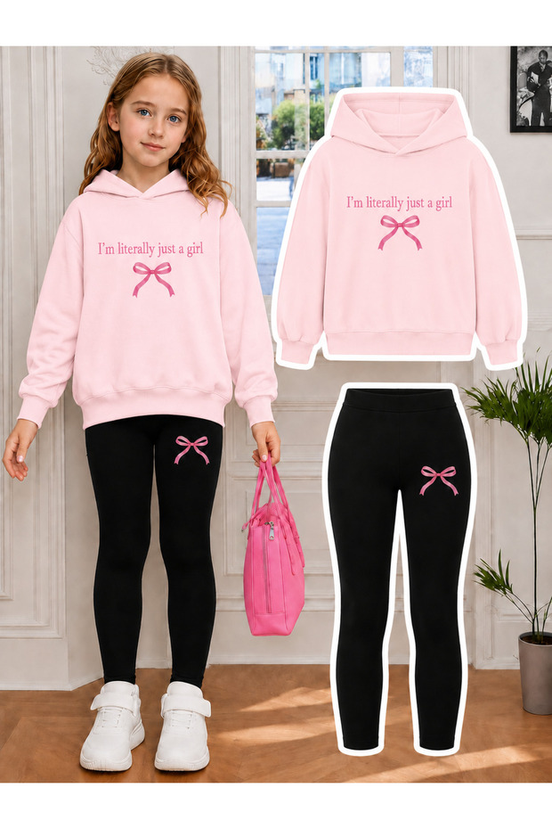 Girl's Crew Neck Sweatshirt and Leggings Set