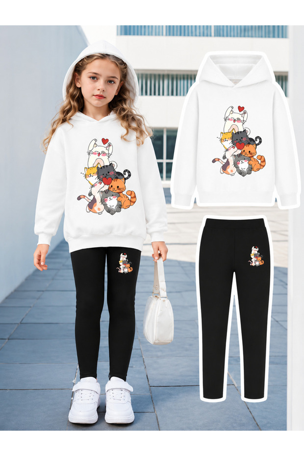 Girl's Crew Neck Sweatshirt and Leggings Set
