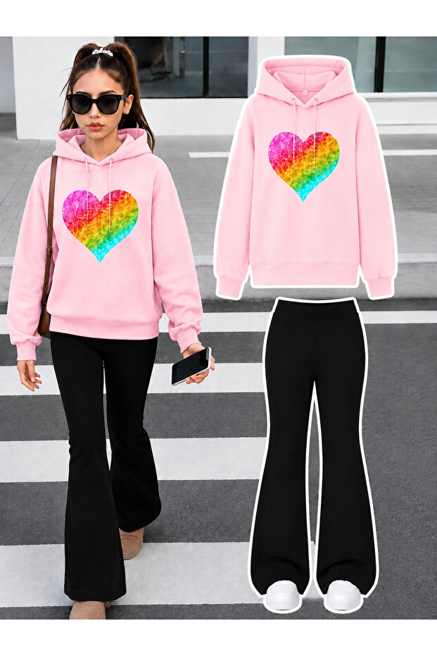 Girl's Hooded Sweatshirt and Spanish-Cut Leggings Set