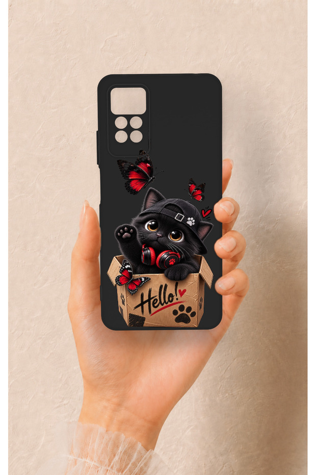 Redmi Note 11 Pro 4g Compatible Hello Cat Patterned Silicone Case