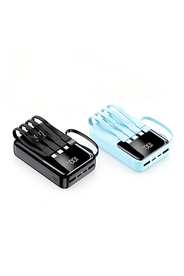Portable 20000mAh power bank, supporting 22.5W fast charging, lightweight and easy to carry, available in black and blue, compatible with multiple devices, brand new model.