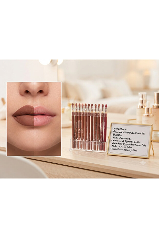 Waterproof Matte Lipstick Pencils — 12-Piece Professional Waterproof Pencil Lipstick Set