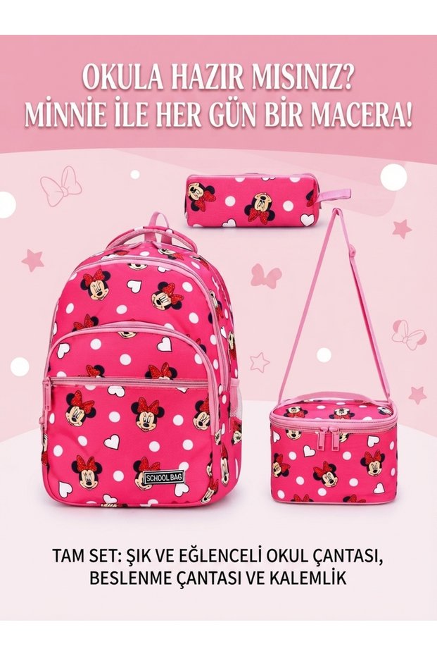 Girl's Primary School Orthopedic 3-Piece Set Pen Holder Lunch Bag 3 Compartments Ice Cream