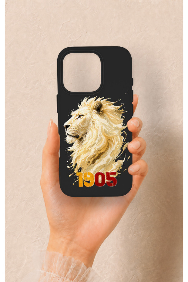 iPhone 16 Pro Compatible Yellow Red 1905 Lion Pattern Silicone Case