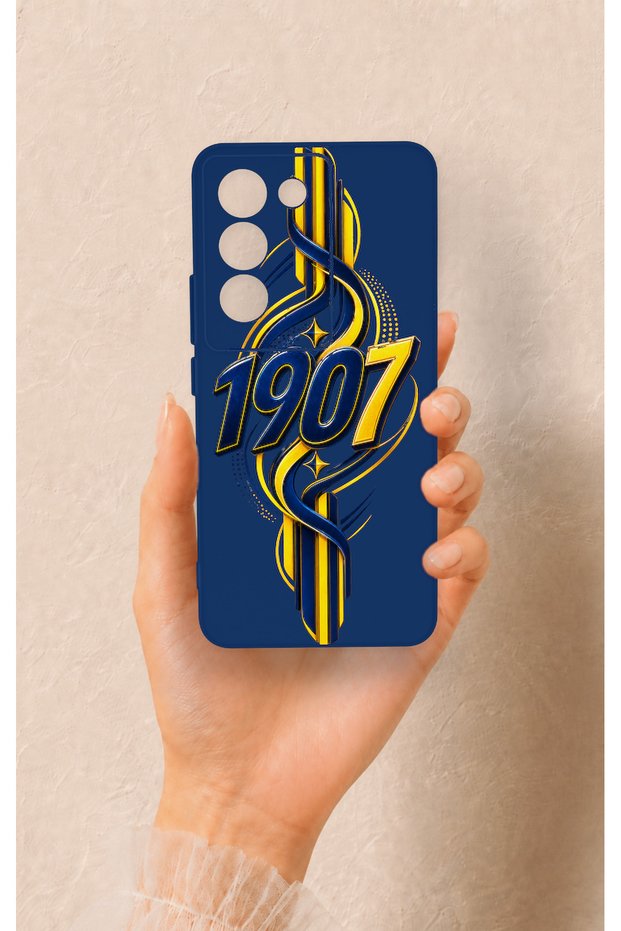 Vivo V30 Lite Compatible Yellow Navy Blue Ivy Patterned Silicone Case