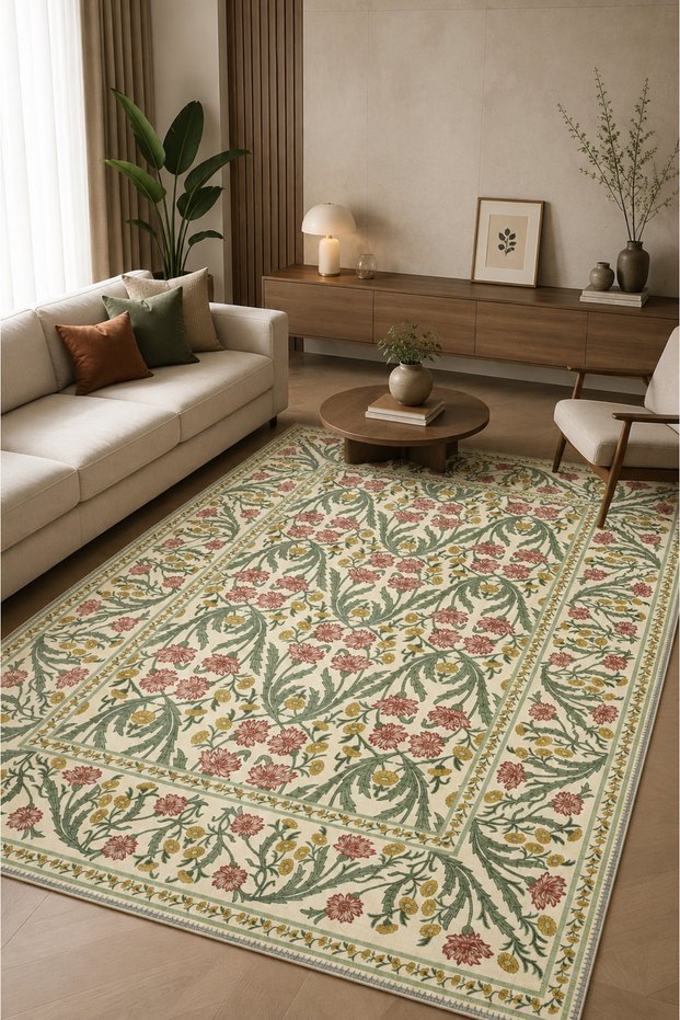 Decorative Carpet Non-Slip Base Stain-Resistant Washable Rug Custom Size Living Room Carpet 5008