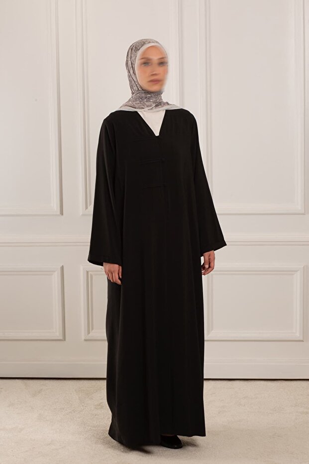 Birit Detailed Modal Abaya Black