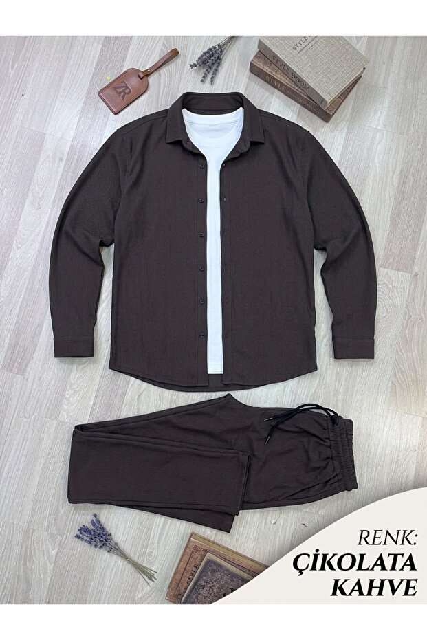 Men's Pants*Shirt-T-Shirt Combination 3-Piece Set