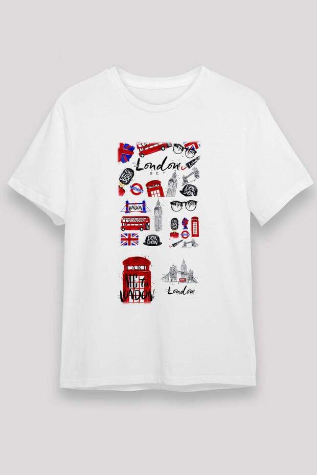 London Themed Drawing Set Printed T-Shirt