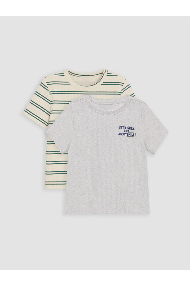 Lcw Baby White Crew Neck Baby Boy T-Shirt 2-Pack