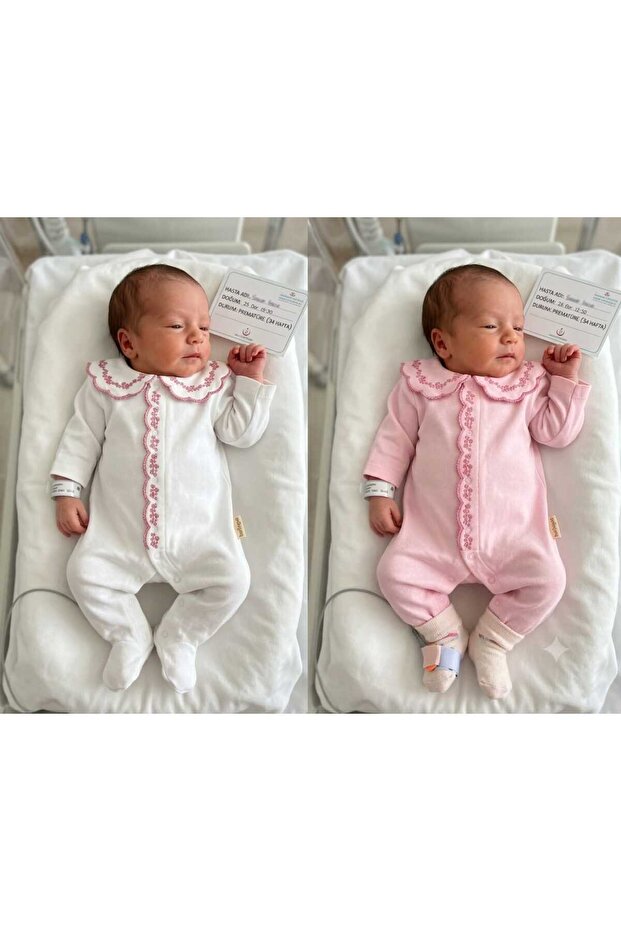 Premature Baby Girl Romper Newborn 100% Cotton Romper with Booties and Snap Fasteners