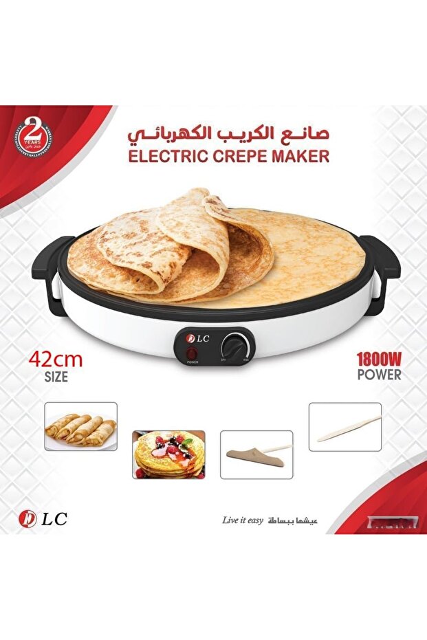 ماكينة صنع الكريب الكهربائية DLC-38270 من دي ال سي، سطح 42 سم، قدرة 1800 واط.