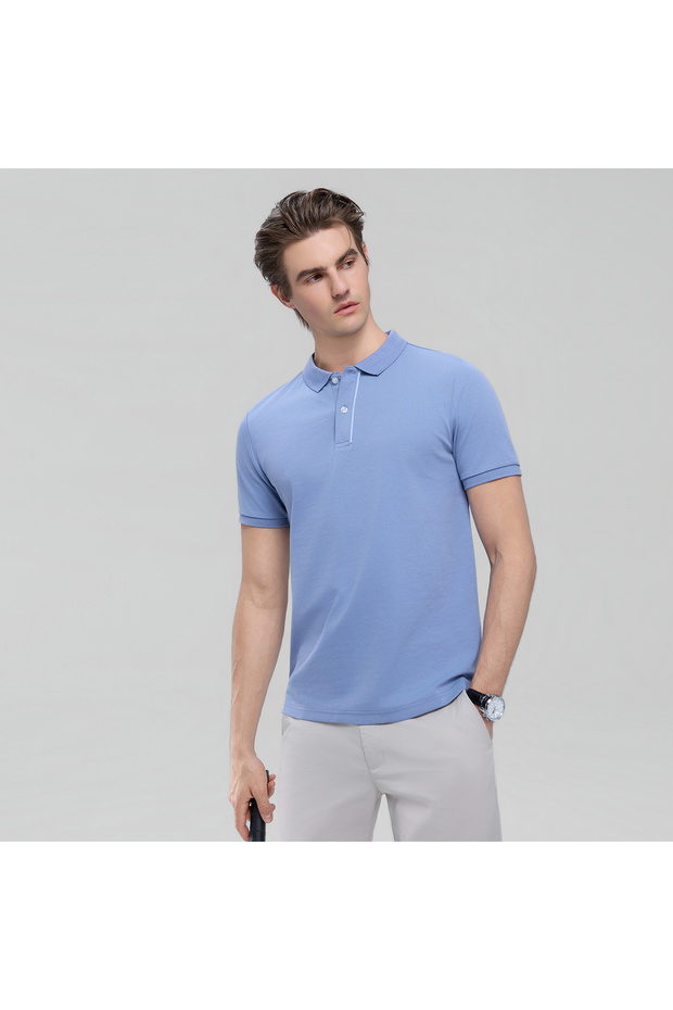 Men Slim Cotton Nylon Pique Polo