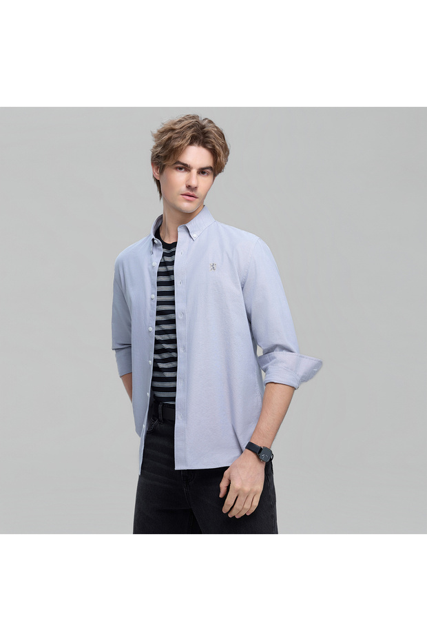 Men’s Cotton Slim Oxford Shirt with Embroidery