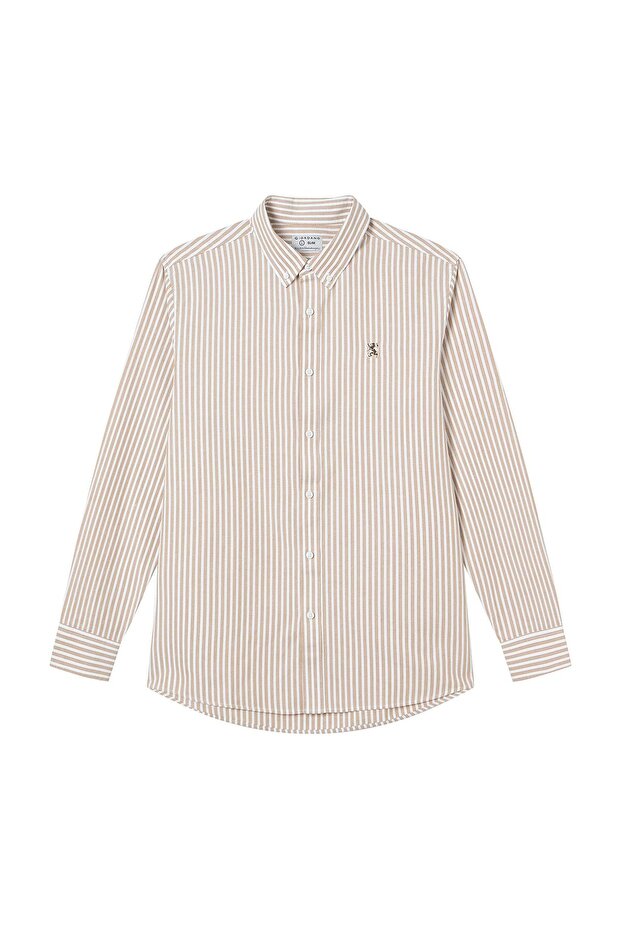 Men’s Cotton Slim Oxford Shirt with Embroidery
