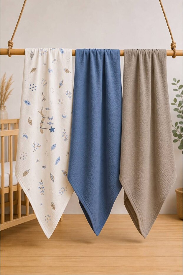 Muslin Coverlet and Muslin Blanket 3-Piece Set