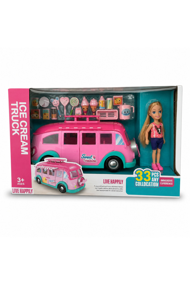 9045-12 Caravan Set with Accessories Toy Ice Cream Shop