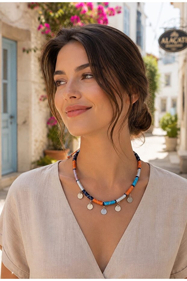 Ethnic Design Sequin Woven Necklace