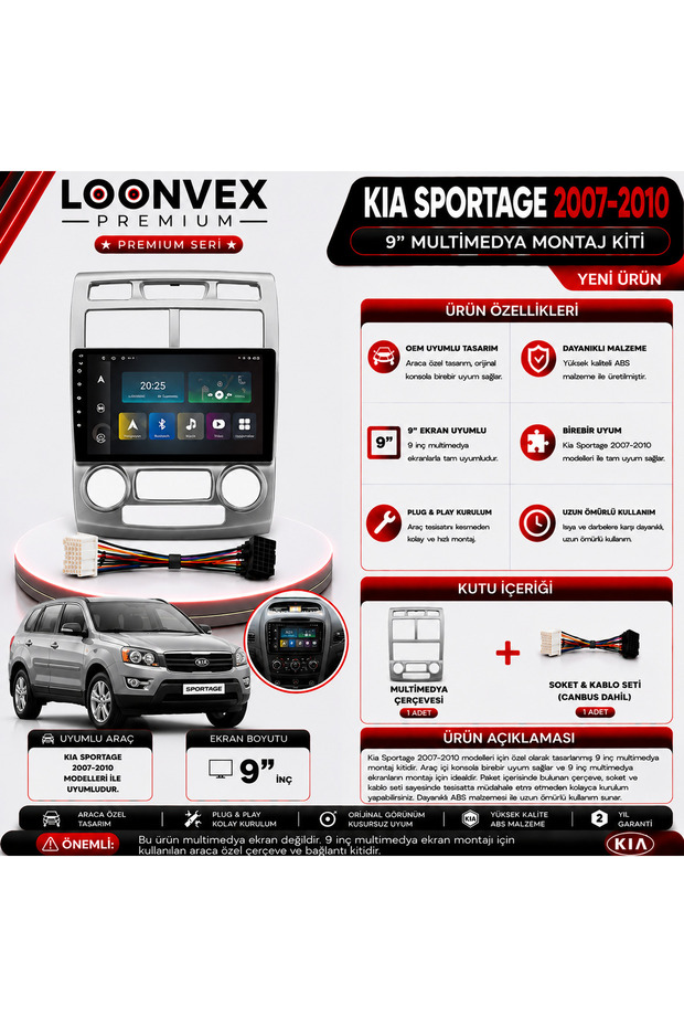 Premium Kia Sportage 2007-2010 9" Multimedia Installation Kit