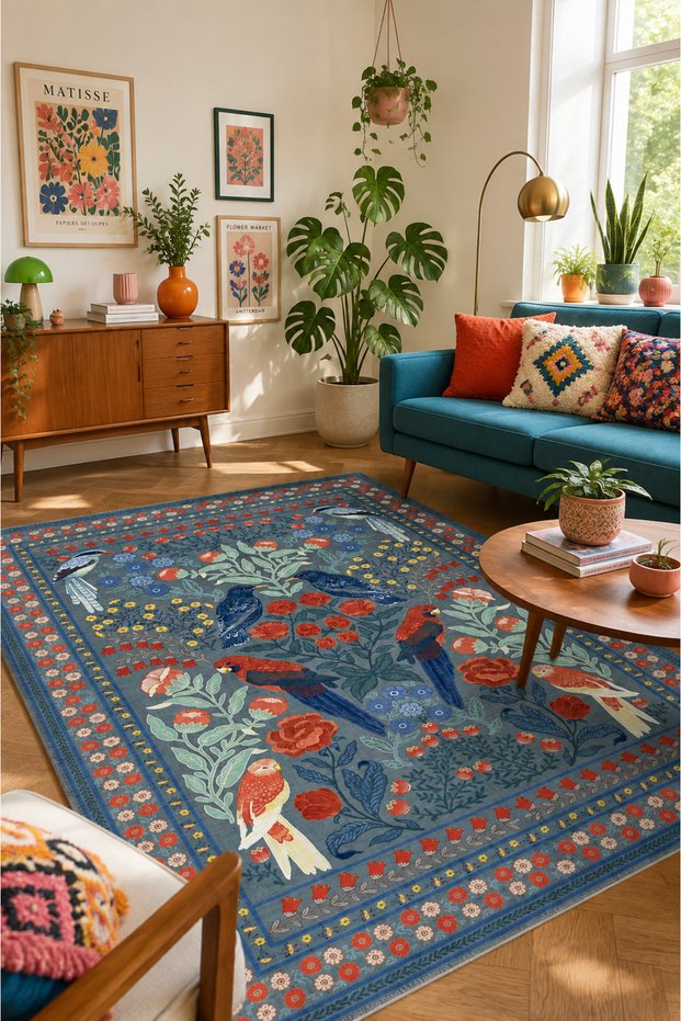 Decorative Carpet Non-Slip Base Stain-Resistant Washable Rug Custom Size Living Room Carpet 5014
