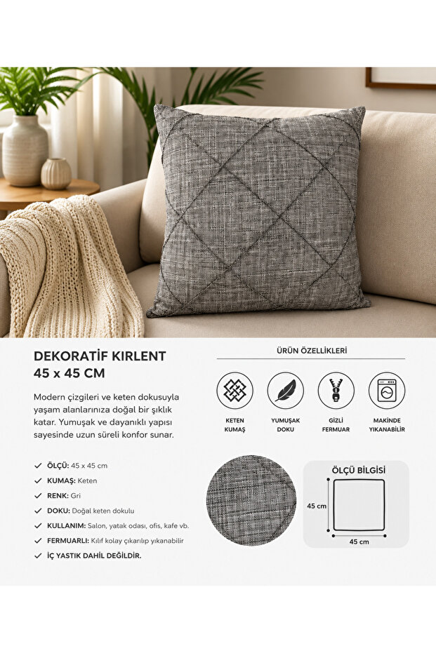 Linen Baklava Pattern Decorative Throw Pillow Cover