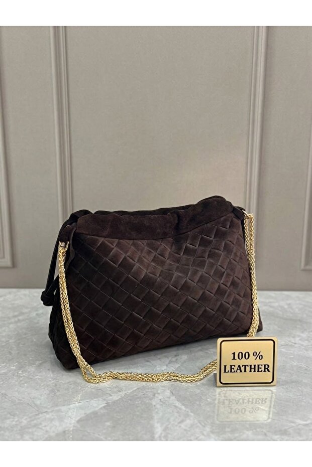 Mesbag women's genuine leather suede chain strap shoulder bag