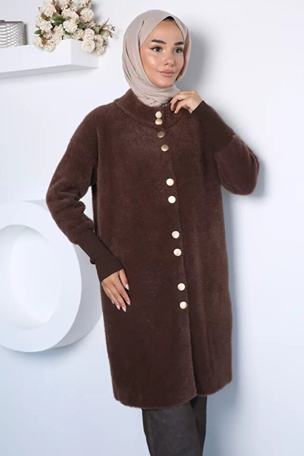 Front Buttoned Hijab Knitwear Long Cardigan