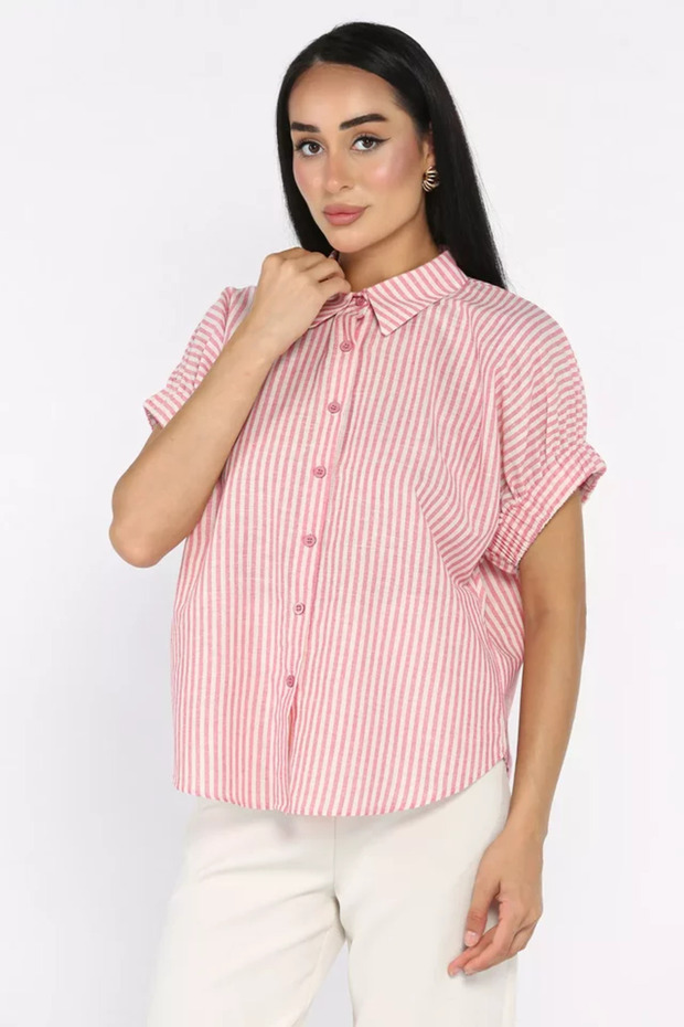 Gülseli Elastic Sleeve Short Shirt