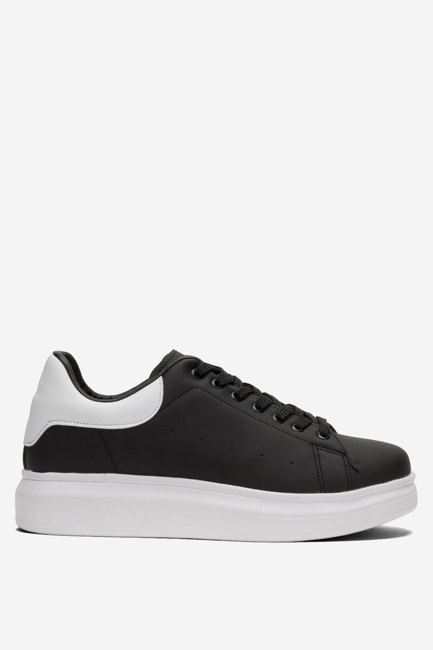 Unisex High Sole Sports Sneaker Shoes Black-White