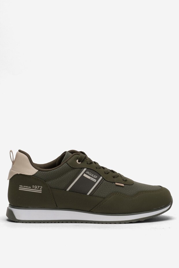 Men's Leather Lace-Up Sports Shoes Khaki - Beige