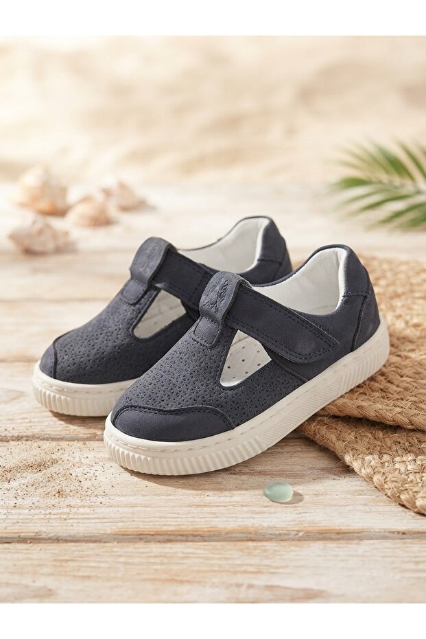 Genuine Leather Navy Blue Daily Orthopedic Children's Sandals
