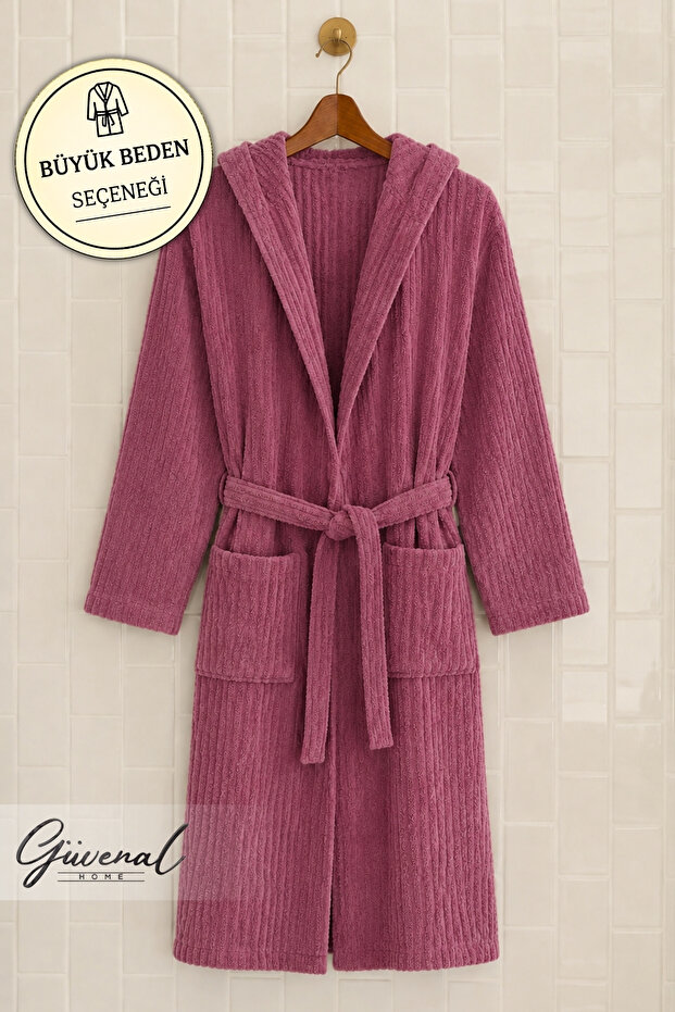 Evos | Cotton Unisex Ribbed Hooded Bathrobe - 1 Piece | Ultra Soft | Dowry