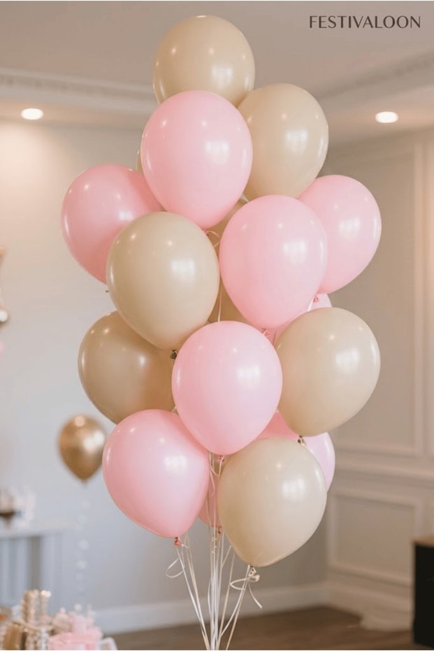 Set of 20 Sea Sand Beige Pink Balloons Pastel Birthday Baby Shower Party Decoration Balloon